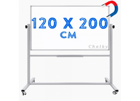 Chalky Mobil Tekerlekli Çift Taraflı  Manyetik Beyaz Yazı Tahtası 120x200 cm